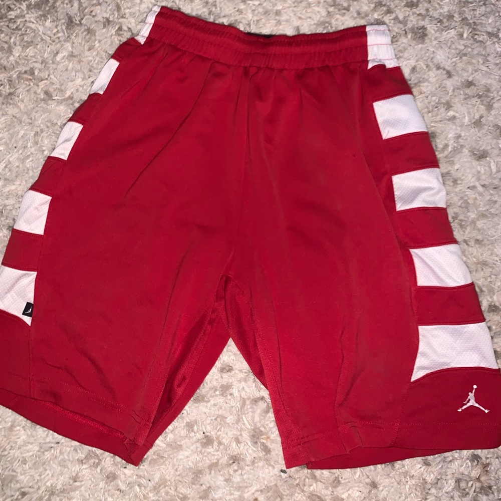 Red air Jordans basketball shorts